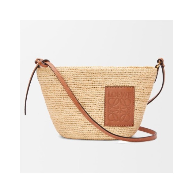 LOEWE 로에베 슬릿 포셰트백 라피아 & 카프스킨