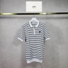 AMI 아미 스트라이프 반지퍼 카라 니트 하프 반팔티 2COLOR