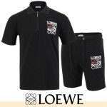 LOEWE 로에베 아나그램 자수 지퍼 카라 반팔 & 반바지 셋업