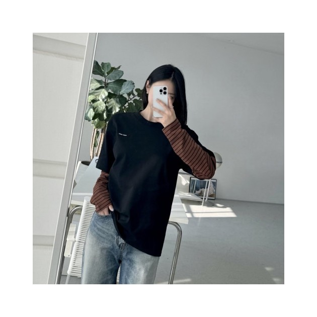 MIUMIU 미우미우 여성 더블 레이어 티셔츠