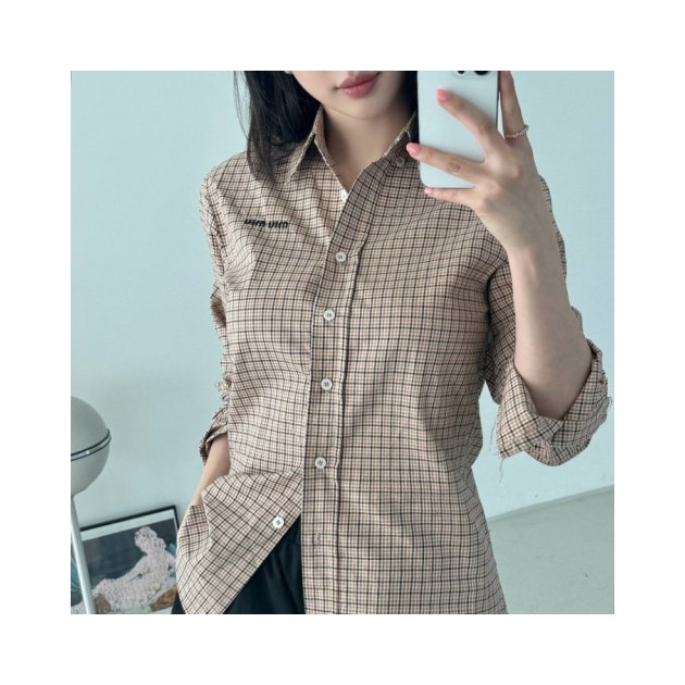MIUMIU 미우미우 여성 체크 셔츠