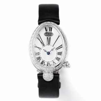 BREGUET 브레게 퀸 오브 나폴리 화이트골드 다이아 베젤 실크/레더 스트랩 V2버전 8928BB/51/944/DD0D