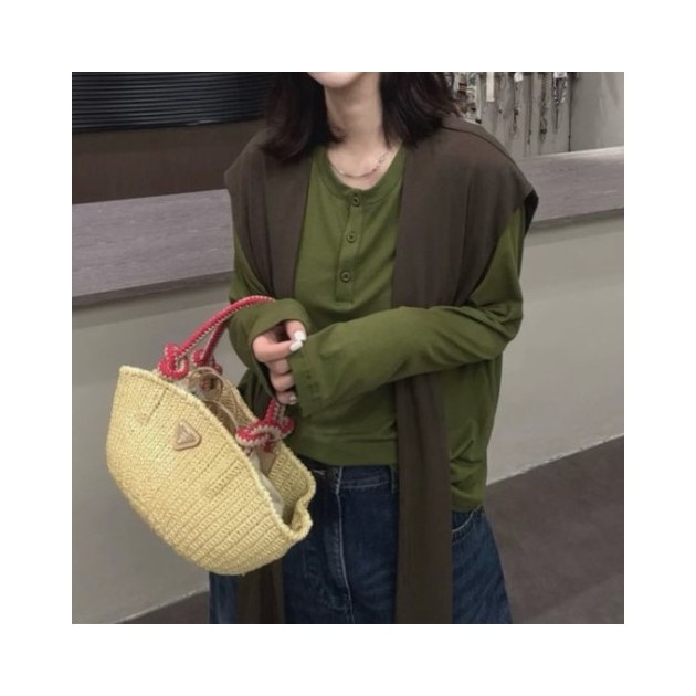 PRADA 프라다 드로스트링 라피아 스몰 토트백 1BA463 2COLOR