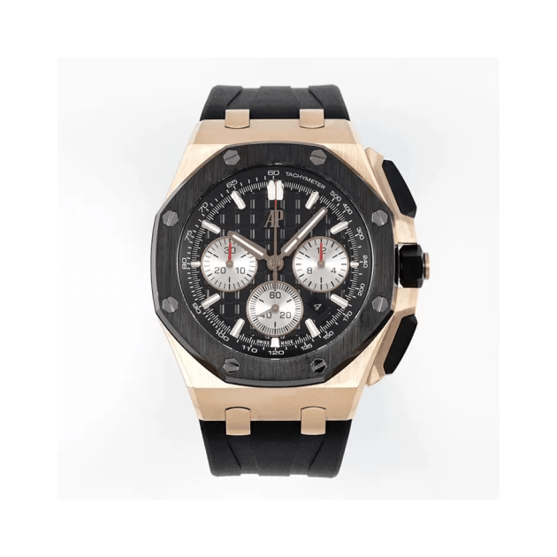 AUDEMARS PIGUET 오데마피게 로얄오크 오프쇼어 크로노그래프 블랙 다이얼 RG 세라믹 블랙 러버 밴드 44mm 26420