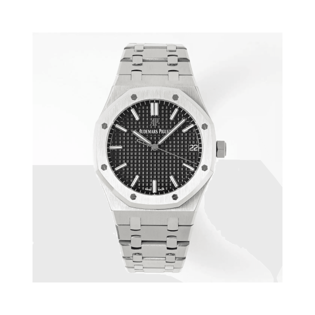 AUDEMARS PIGUET 오데마피게 로얄오크 블랙 텍스처 다이얼 SS 브레이슬릿 V3 41mm 15500