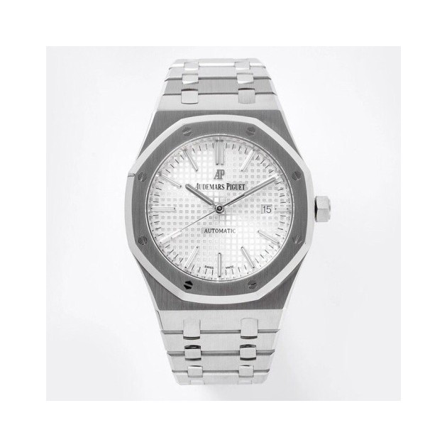 AUDEMARS PIGUET 오데마피게 로얄오크 화이트 텍스처 다이얼 스틸 SS 브레이슬릿 V2 41mm 15400ST