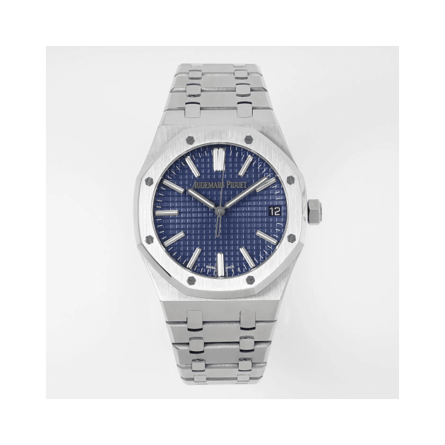 AUDEMARS PIGUET 오데마피게 로얄오크 50주년 한정판 블루 텍스처 다이얼 스틸 SS 브레이슬릿 41mm 15510ST