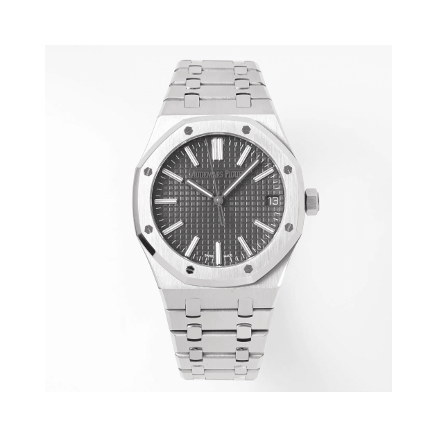 AUDEMARS PIGUET 오데마피게 로얄오크 50주년 한정판 그레이 텍스처 다이얼 스틸 SS 브레이슬릿 41mm 15510ST