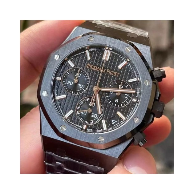 AUDEMARS PIGUET 오데마피게 로열오크 크로노그래프 블랙 텍스처 다이얼 블랙 세라믹 스트랩 41mm 26240CE