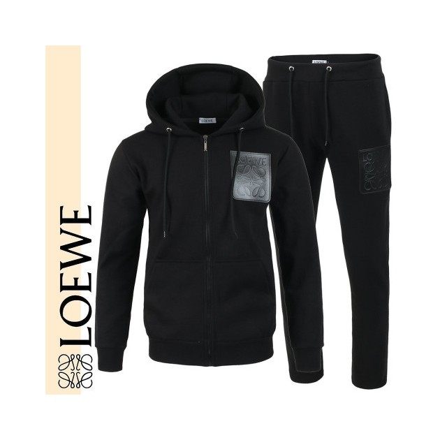 LOEWE 로에베 가죽 로고 후드집업 셋업