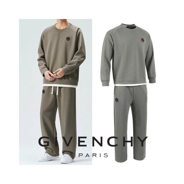 GIVENCHY 지방시 레더로고 레이어드 맨투맨 셋업