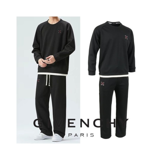 GIVENCHY 지방시 레더로고 레이어드 맨투맨 셋업