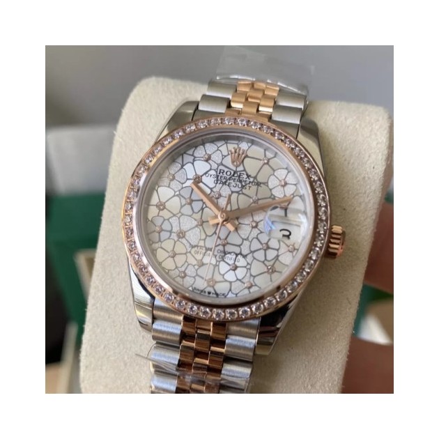 ROLEX 로렉스 여성용 데이저스트 플로럴 다이얼 다이아베젤 콤비 SS/RG 31mm 278381