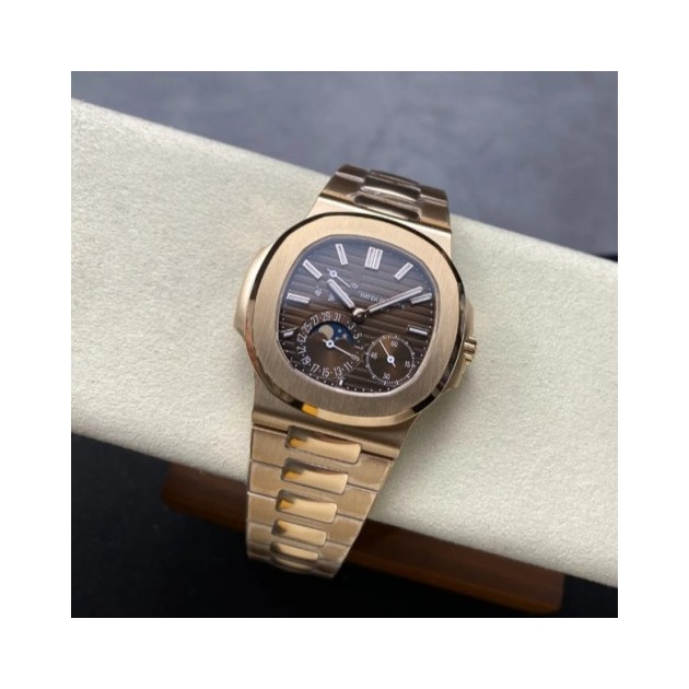 PATEK PHILIPPE 파텍필립 노틸러스 문페이즈 브라운 다이얼 로즈골드 금통 41mm 5712