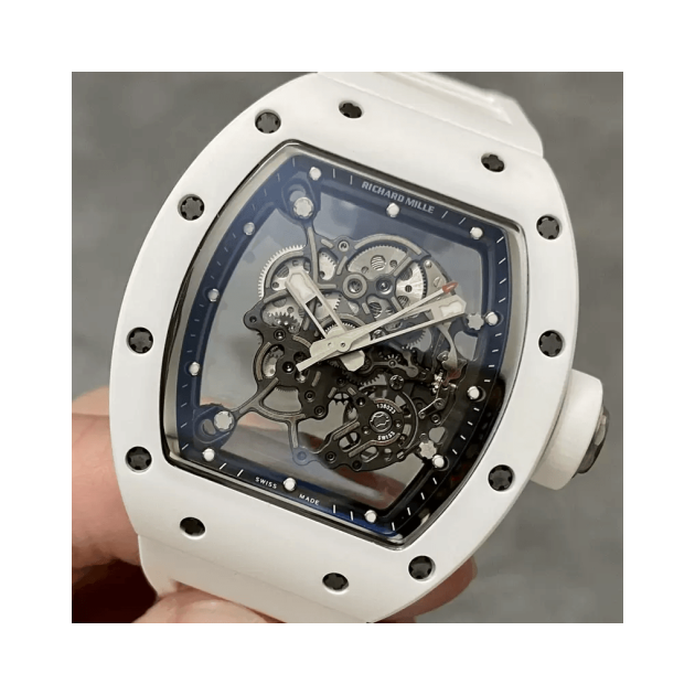 RICHARD MILLE 리차드밀 부바왓슨 화이트 세라믹 스켈레톤 다이얼 화이트 러버밴드 V3버전 RM-055