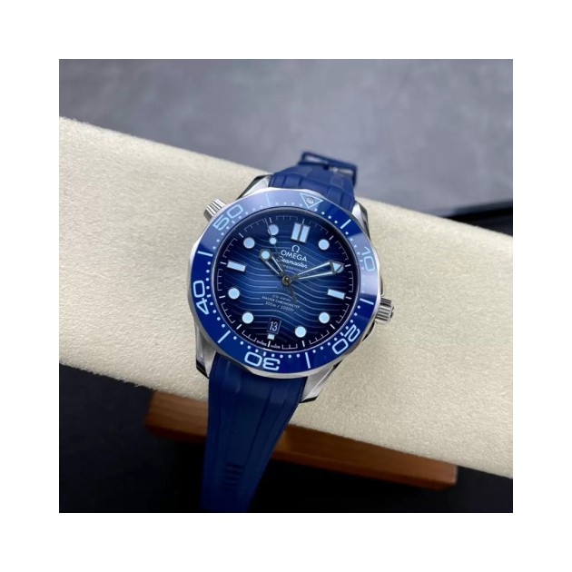 OMEGA 오메가 씨마스터 75주년 다이버 블루 세라믹 다이얼 러버밴드 42mm 210.32.42.20.03.002