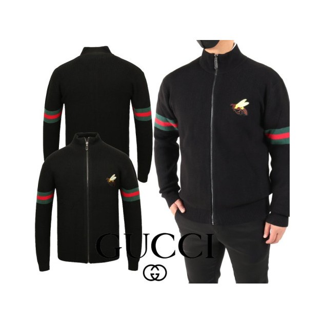 GUCCI 구찌 비 패치 하이넥 울니트 집업
