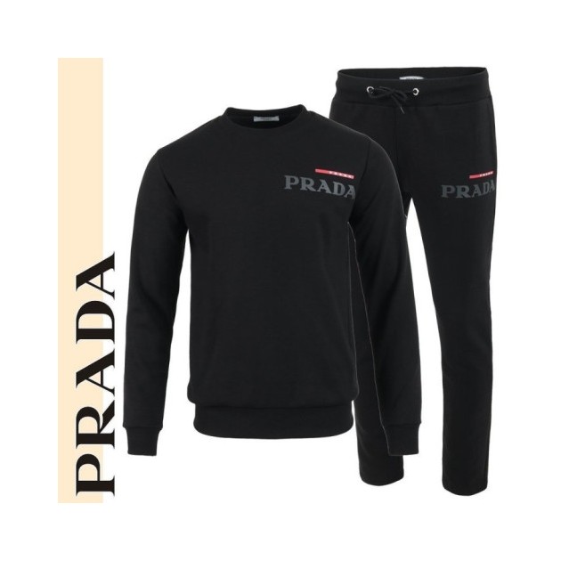PRADA 프라다 네임로고 프린트 맨투맨 셋업