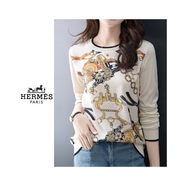 HERMES 에르메스 배색 패턴니트