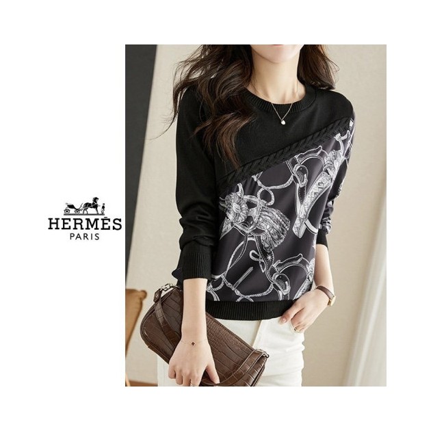 HERMES 에르메스 사선 꽈배기 라인니트 2COLOR