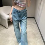 CHANEL 샤넬 CC 로고 스트레이트 데님팬츠