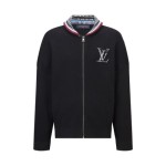 LOUIS VUITTON 루이비통 체크 로고 니트 봄버 자켓