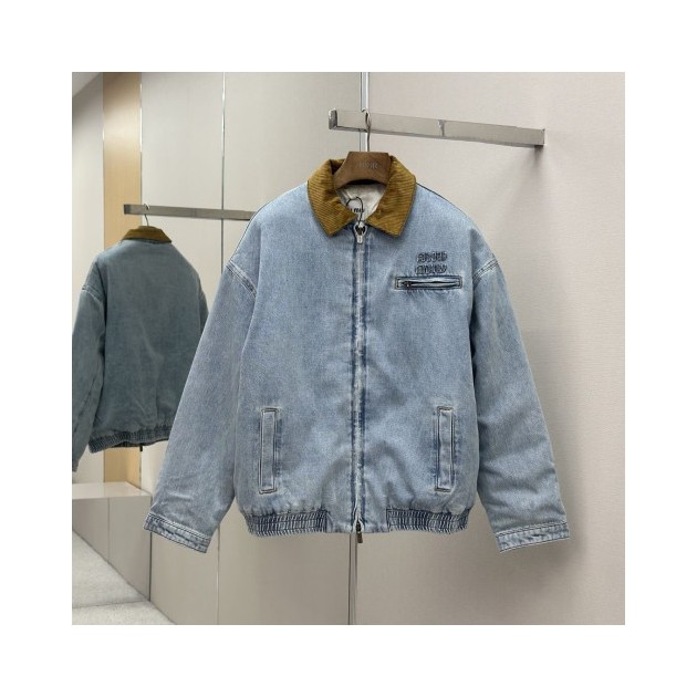 MIUMIU 미우미우 벨벳 칼라 데님 자켓