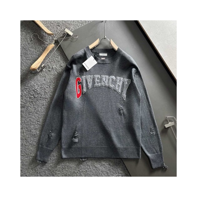 GIVENCHY 지방시 핸들 자수 로고 데미지 니트 2COLOR