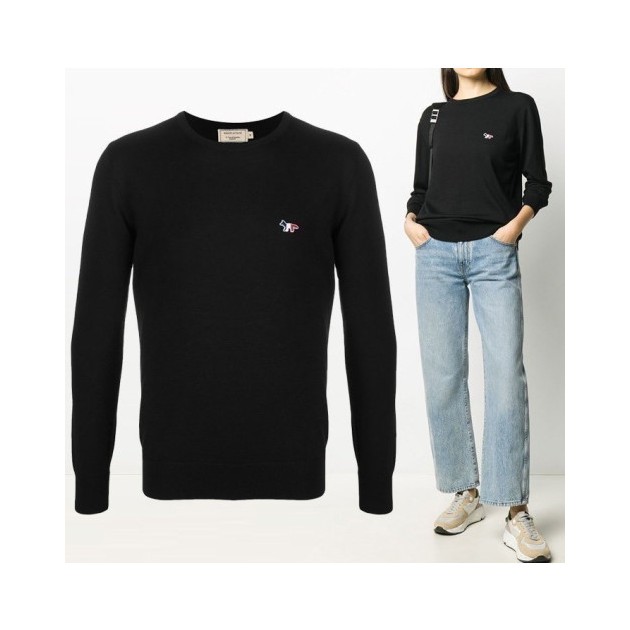 MAISON KITSUNE 메종키츠네 트리컬러 라운드니트