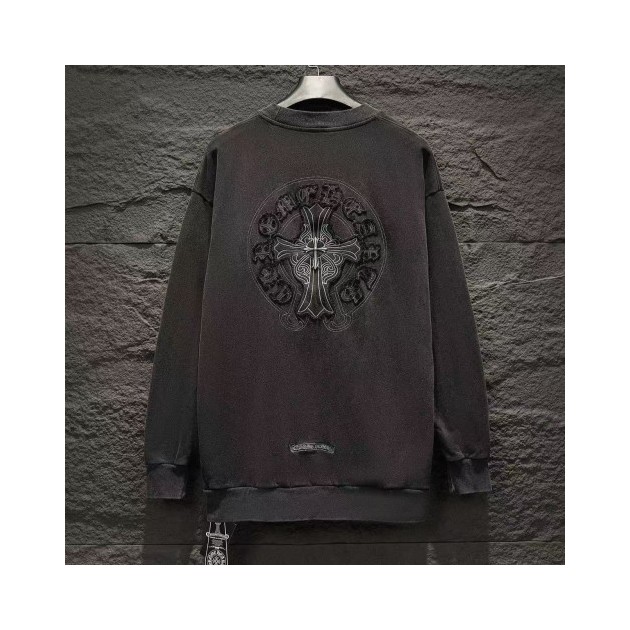 ●9월 판매 4위● CHROME HEARTS 크롬하츠 스틸 크로스 피그먼트 로고 맨투맨