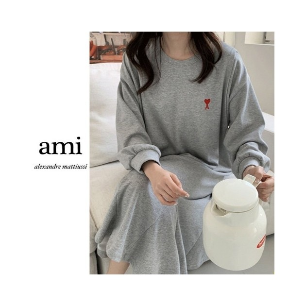 AMI 아미 하트 자수 롱원피스 2COLOR
