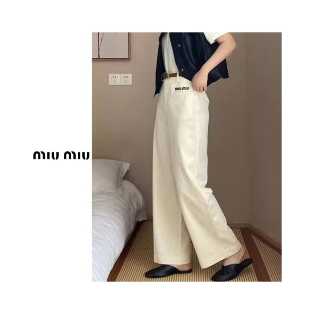 MIUMIU 미우미우 하이웨스트 와이드 팬츠 3COLOR