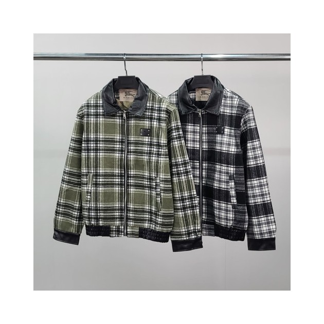 BURBERRY 버버리 레더패치 카라 누빔 자켓