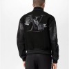 LOUIS VUITTON 루이비통 엠보스드 레더 바시티 블루종 자켓