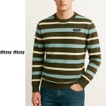 MIUMIU 미우미우 올리브 멀티 스트라이프티 2COLOR