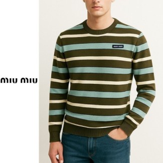 MIUMIU 미우미우 올리브 멀티 스트라이프티 2COLOR