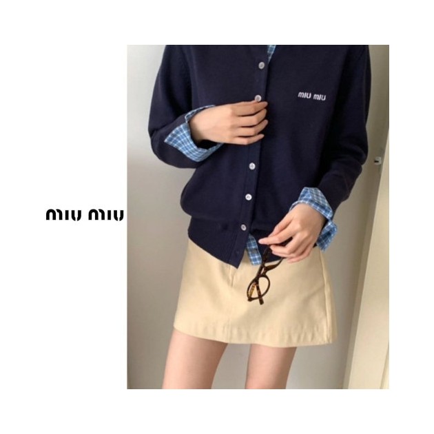 MIUMIU 미우미우 체크 레이어드 니트 2COLOR