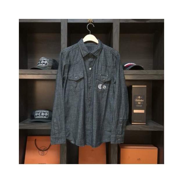 CHROME HEARTS 크롬하츠 카라 메탈스터드 워싱 데님 청 셔츠