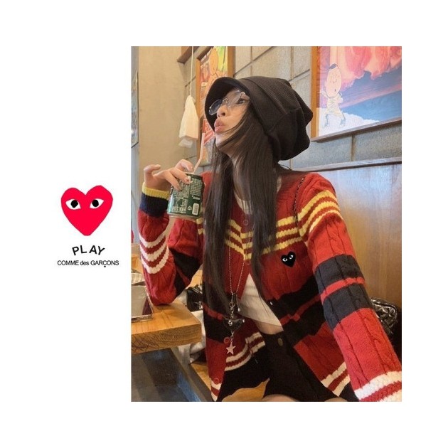 COMME DES GARCONS 꼼데가르송 배색 꽈배기 가디건 2COLOR