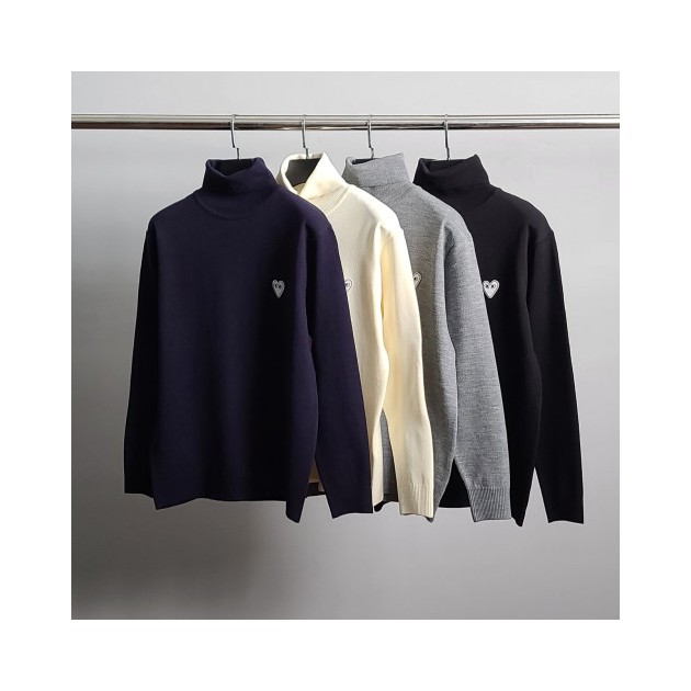 COMME DES GARCONS 꼼데가르송  화이트와펜 터틀넥 니트