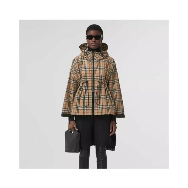 BURBERRY 버버리 로고 테이프 빈티지 체크 후드 자켓