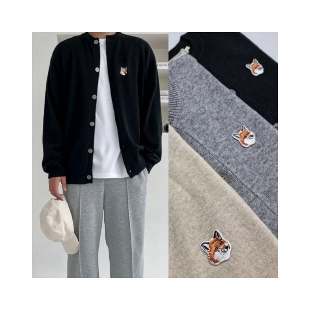 MAISON KITSUNE 메종키츠네 폭스헤드 라운드 니트 가디건 3COLOR
