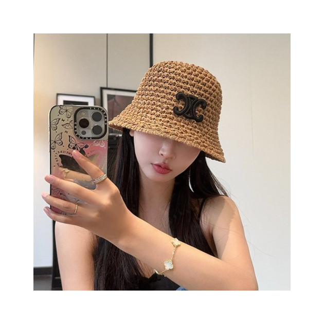 CELINE 셀린느 시그니처 로고 라탄 버킷햇 3COLOR