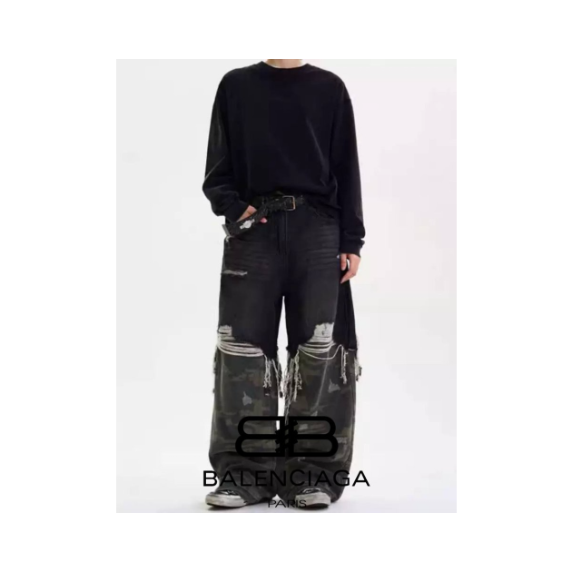 BALENCIAGA 발렌시아가 믹스 흑청 팬츠
