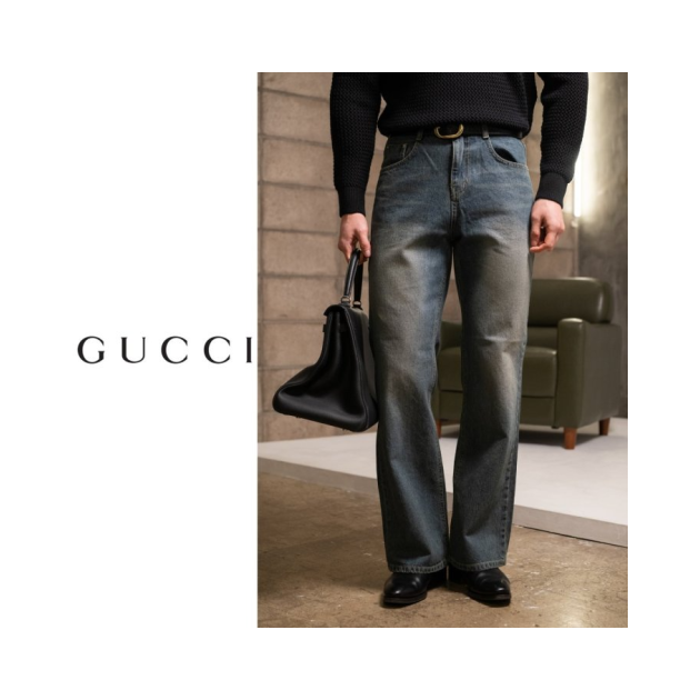 GUCCI 구찌 플레어진 워싱 데님 청바지 2COLOR