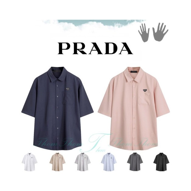 PRADA 프라다 오버핏 링클프리 반팔 셔츠