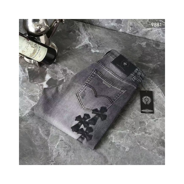 CHROME HEARTS 크롬하츠 크로스 가죽 패치 그레이진