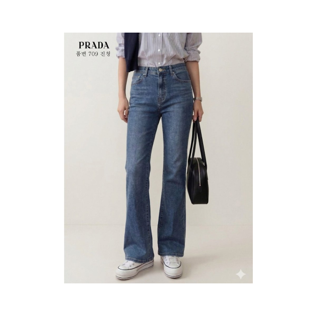 PRADA 프라다 와플 스판 부츠컷 데님 팬츠 (709)
