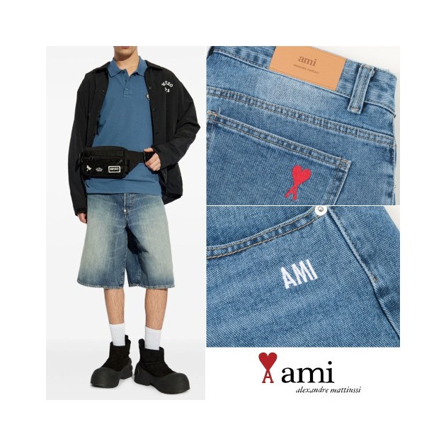 AMI 아미  드 꾀흐 버뮤다 워싱 데님쇼츠 2COLOR
