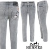 HERMES 에르메스 H 마차 자수 슬림 일자진